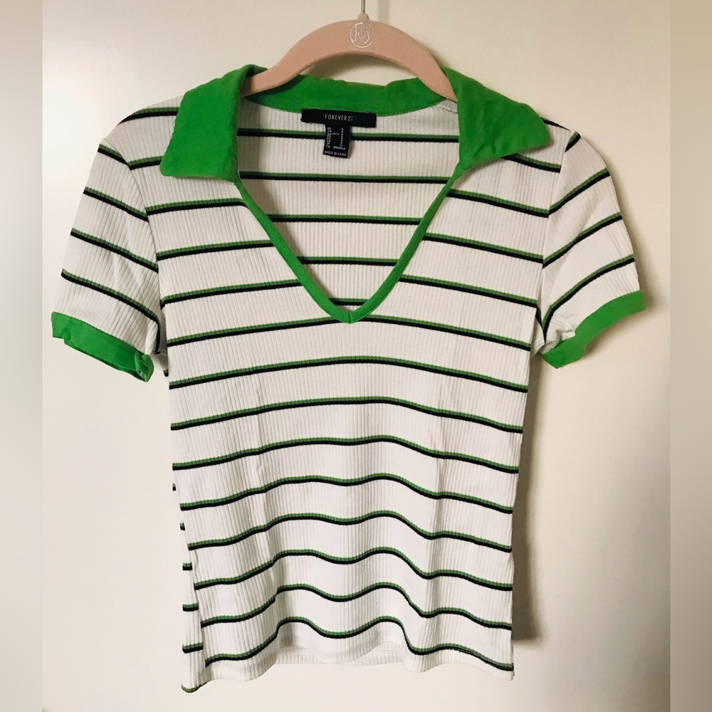 Forever 21 Collared Ribbed Striped Shirt ASO Twice Nayeon